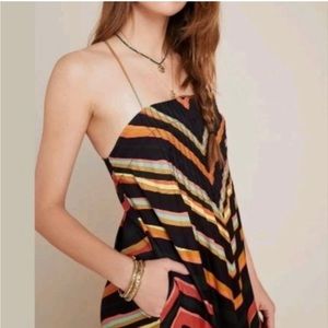 Anthropologie Runi Stripe Square Neck 90s Midi Dress